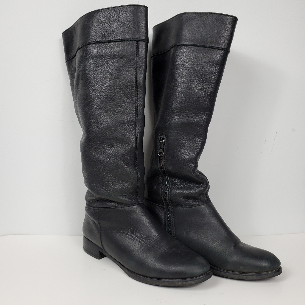 Genuine Black Leather Slouchy Riding Boots Size Women' Size 8.5
